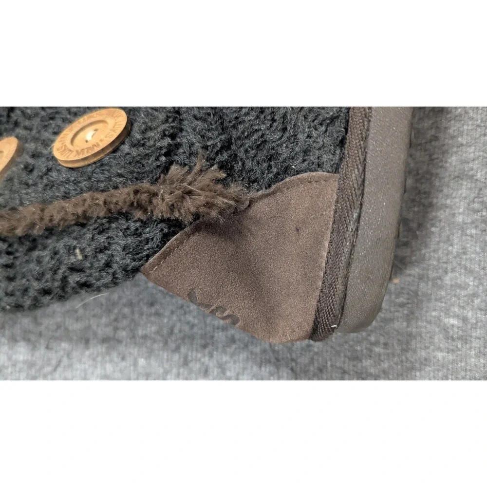 Muk Luks Boots Womens‎ 9 Gray Boho Suede  Brown Faux Fur Crotchet Sweater Boots